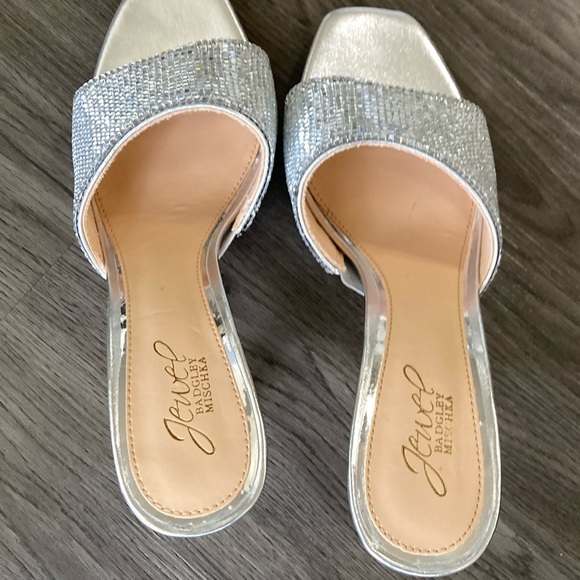 Sparkling sandals with a heel and square toe,  tapered heel make this a fun shoe - Picture 5 of 11